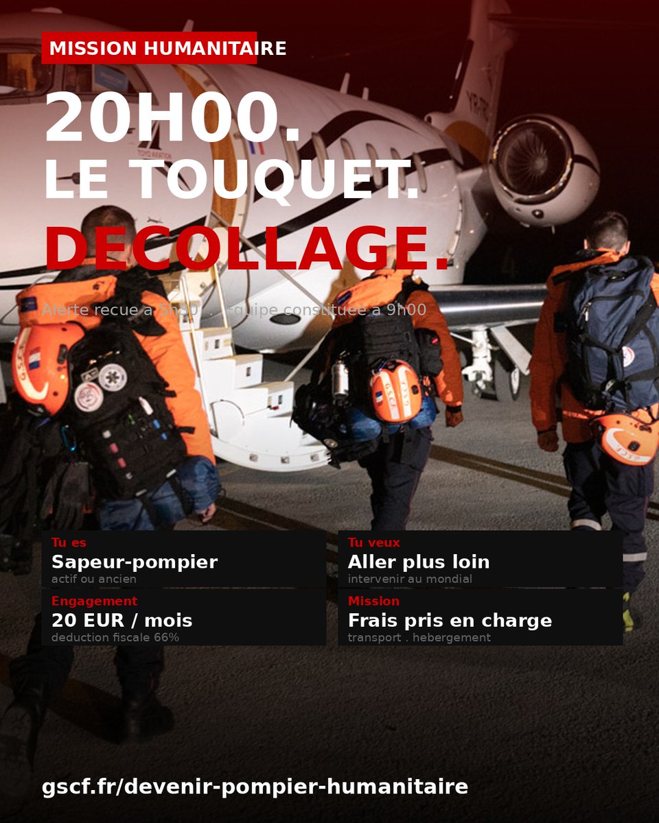 humanitairegscf's tweet photo. Le 6 février 2023, notre équipe décollait du Touquet moins de 24h après le séisme en Turquie. Résultat : 3 vies sauvées sous les décombres.
Le GSCF est une ONG composée exclusivement de sapeurs-pompiers et professionnels de la sécurité civile. Nous intervenons là où les catastrophes frappent le plus fort.
Vous êtes pompier, médecin, infirmier ou professionnel de l'urgence ? Nous recrutons des profils engagés.
Plus d'infos : https://t.co/ruXjUZxI9O
#PompiersHumanitaires #GSCF #Humanitaire #SecoursCatastrophe #USAR
