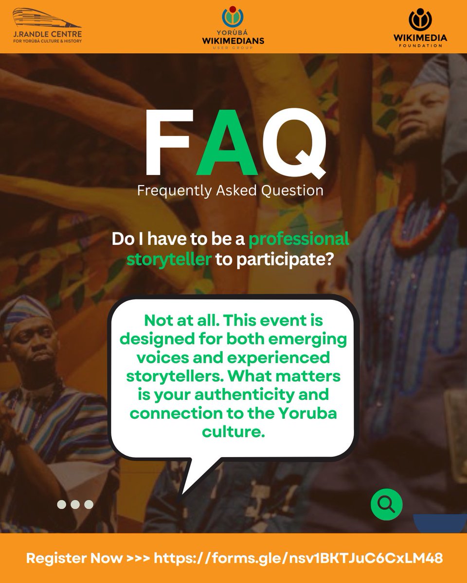 Every legend was once a whisper. 🗣️✨
​You don’t need to be a "pro" to tell a Yorùbá story. Whether you’re an emerging voice or a seasoned narrator, your authenticity is what matters. 🇳🇬
​Your voice is the bridge. 
Join us! Register here: forms.gle/nsv1BKTJuC6CxL…