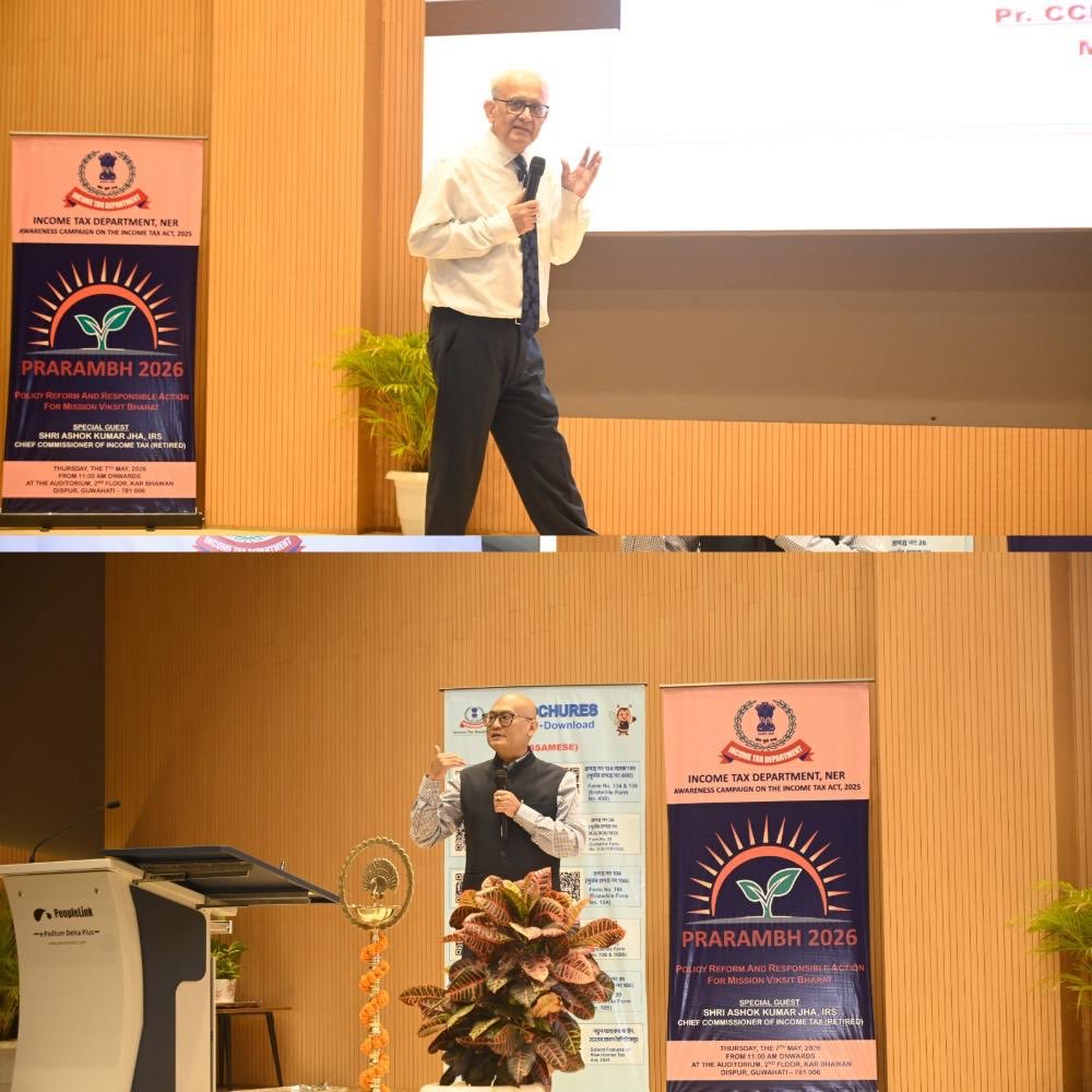 IncomeTaxNER's tweet photo. Shri Ashok Kumar Jha, CCIT (Retd.) shared insights on the shift from the 1961 Act, while Shri C. Deepak Singh, CIT, detailed new forms &amp; the AI enabled “Kar Saathi” platform. Strong engagement from stakeholders &amp; media marks a major step for voluntary compliance in the region. https://t.co/xdHRtKlAbX