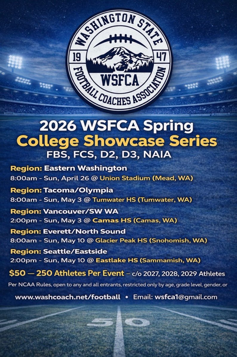 Mason_Em1l's tweet photo. I will be attending the WSFCA spring college showcase this Sunday may 10th 2pm at  Eastlake high school https://t.co/7KxDZ01XNe
