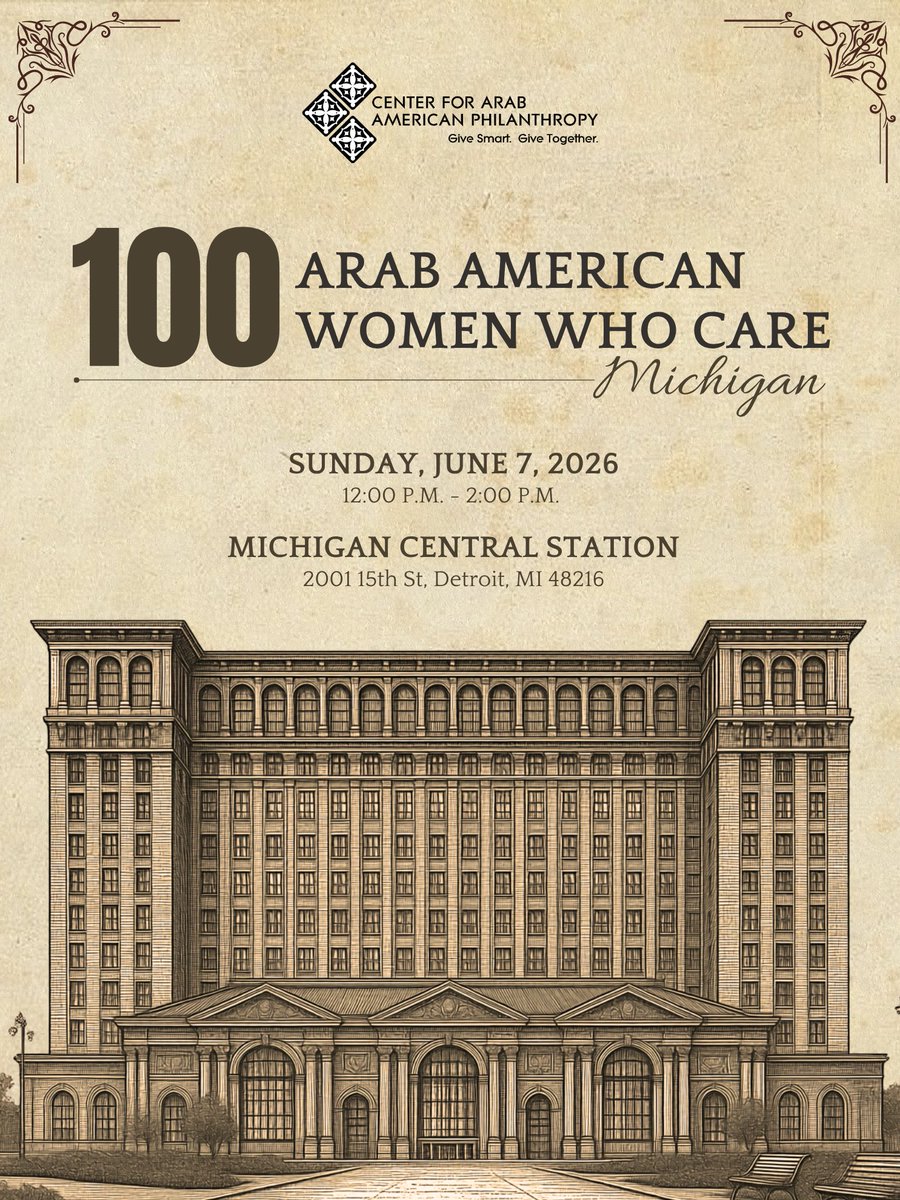 CenterAAP's tweet photo. 13 years. Nearly $170,000 granted. And our 100 Arab American Women Who Care giving circle is still going strong! Join us for this year’s gathering on June 7, 2026, at @MichiganCentral.

Secure your spot: https://t.co/wKloj9Mn5V https://t.co/lNhCk7cJZ5