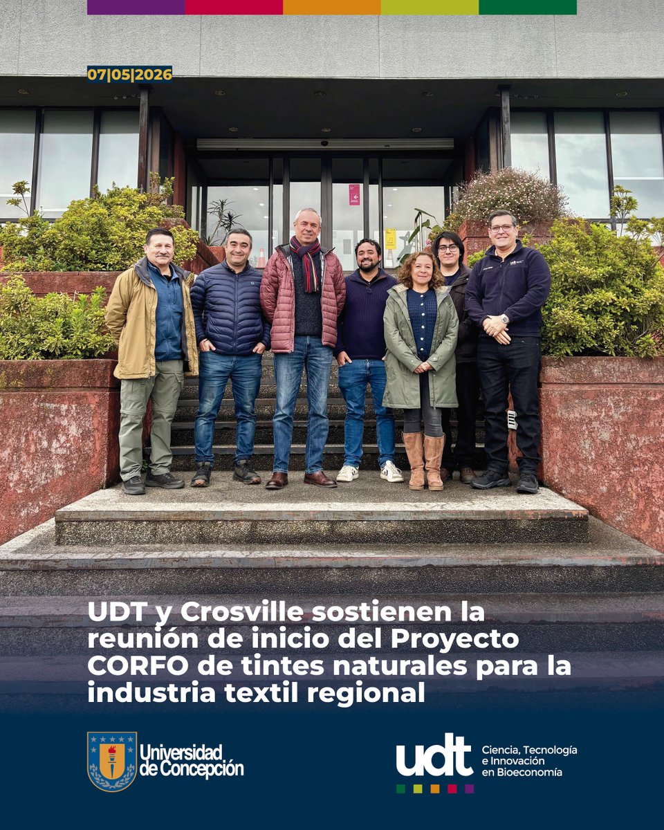 UDTcl's tweet photo. 🌱 Sostuvimos con Crosville la reunión de inicio del Proyecto CORFO de tintes funcionales y naturales desde subproductos forestales para la industria textil. UDT participa como entidad colaboradora, articulando 🌲 forestal + 🧵 textil desde el Biobío.
#Bioeconomía #Corfo #UdeC https://t.co/1gYh8iYLZ2