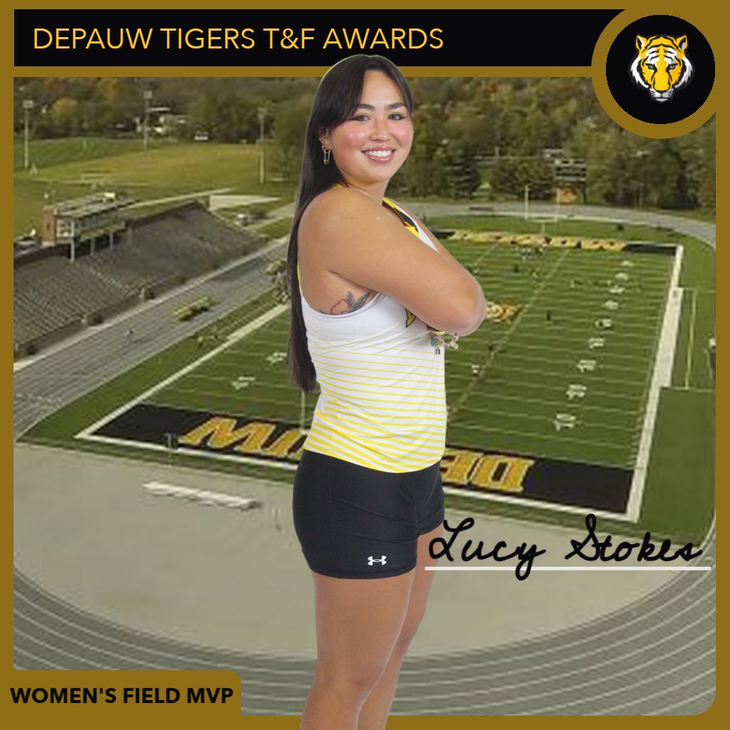 DePauwXCTF's tweet photo. DePauw T&amp;F Season Award Winners are…. 🥁 

Women’s Track MVP: Liberty Scott
Men’s Track MVP: Jacob Sandlin
Women’s Field MVP: Lucy Stokes
Men’s Field MVP: Tucker Risley

Way to go Tigers 👏 https://t.co/bfGXDLxkLv