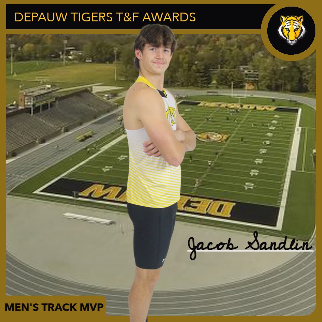 DePauwXCTF's tweet photo. DePauw T&amp;F Season Award Winners are…. 🥁 

Women’s Track MVP: Liberty Scott
Men’s Track MVP: Jacob Sandlin
Women’s Field MVP: Lucy Stokes
Men’s Field MVP: Tucker Risley

Way to go Tigers 👏 https://t.co/bfGXDLxkLv