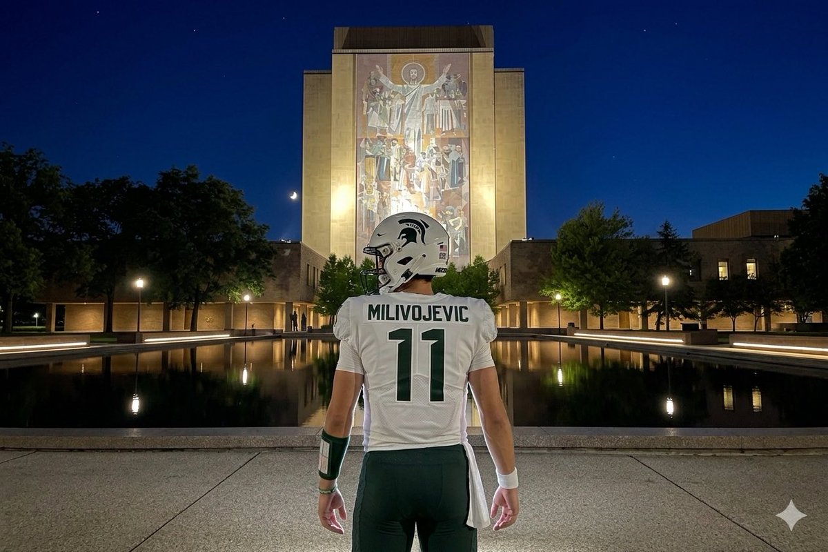 Fred__Higgs's tweet photo. Alessio Milivojevic leads the Spartans into South Bend on a chilly Saturday night. Nobody believes in them, but he knows what they are capable of. 

September 19, 2026 https://t.co/T1Osh6zjkt