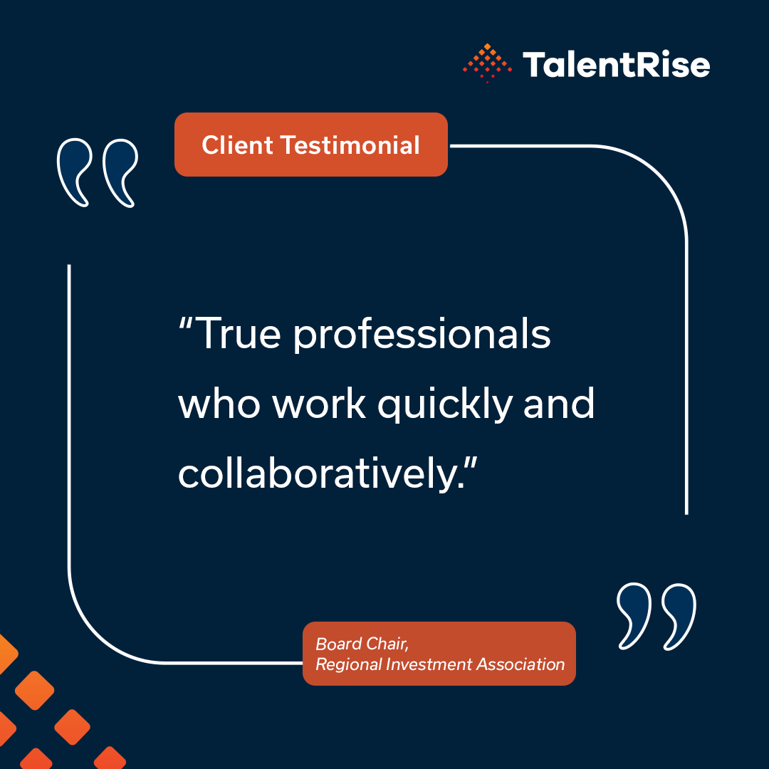 TalentRise's tweet photo. Speed. Collaboration. Results. 

That's the TalentRise approach to executive search

#ExecutiveSearch #TalentRise #LeadershipHiring https://t.co/W4SCFAKzw3