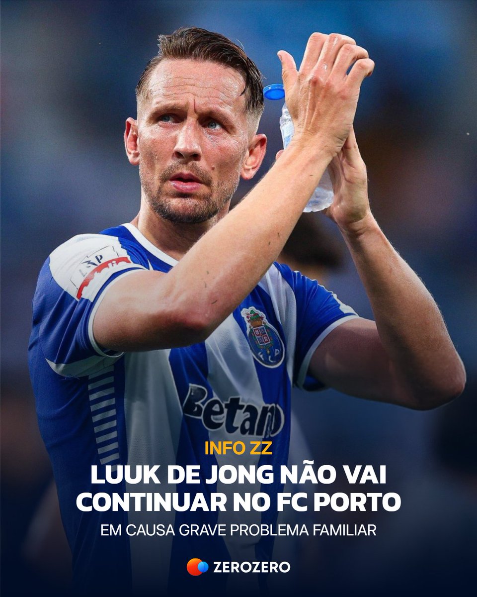 zerozeropt's tweet photo. 🐉  Luuk De Jong não vai continuar no FC Porto

O avançado neerlandês, segundo a notícia avançada pelo zerozero, vai regressar a Eindhoven devido a um delicado problema familiar.

Recorde-se que o avançado chegou aos dragões no início de 2025/26, tendo sofrido uma lesão grave.