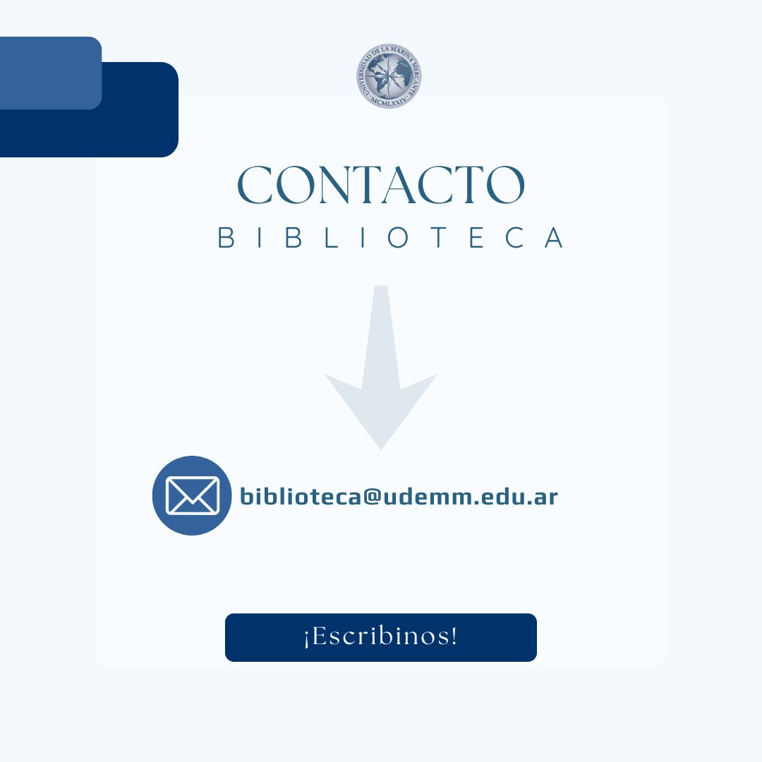 BiblioUdeMM's tweet photo. ¡Estamos a un mensaje de distancia! 📨

Cualquier consulta, búsqueda bibliográfica o duda que tengas, escribinos a:

📧 biblioteca@udemm.edu.ar

Te esperamos 💙 https://t.co/KmEeBJRznm