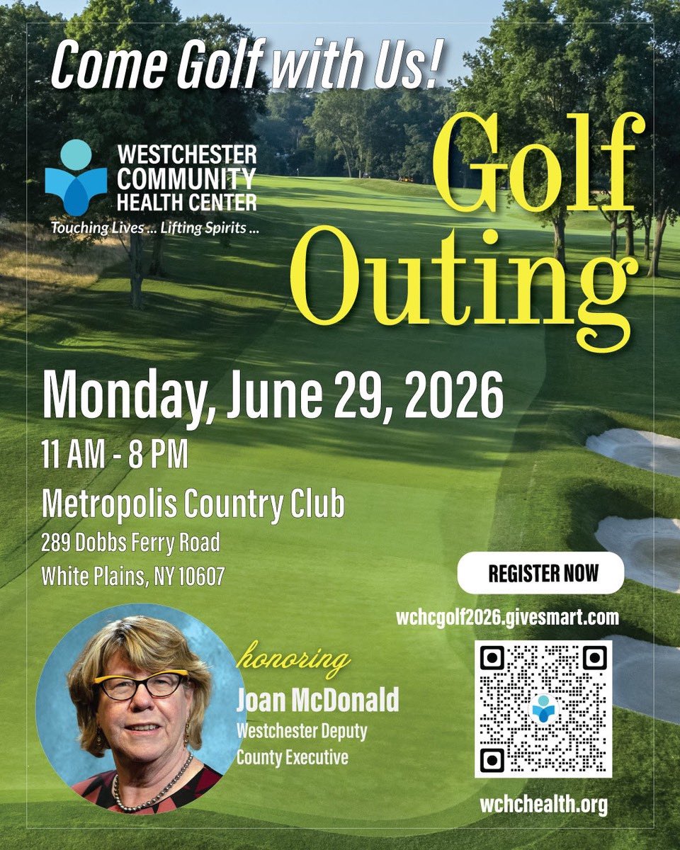 CEOJWatson's tweet photo. ⛳ WCHC Golf Outing 2026 | June 29 | Metropolis Country Club, White Plains, NY | Golf, community &amp; a great cause! Register: https://t.co/tCVBD5ZjG9 

#wchcgolfouting https://t.co/OTcKD3cfD7