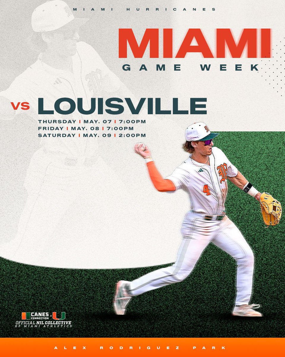 CanesConnection's tweet photo. Our Canes are on fire and so close to making it into the NCAA tournament. Every pitch, every inning, every win counts. 
 
Help us cheer on our Canes! Drop a 🙌🏻 to let them know you’re rooting for them! 
 
💬 @jakeogden14 #CanesConnection #CanesBaseball #CollegeAthletes #MiamiHurricanes #GoCanes