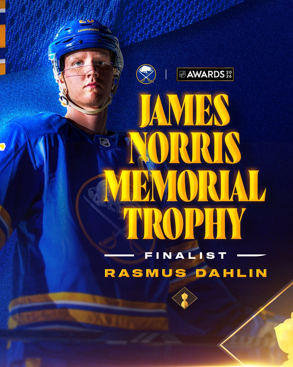 Finally getting his due. 🤩

Rasmus Dahlin is a Norris Trophy finalist!

Details → bufsabres.co/4ezu1nq