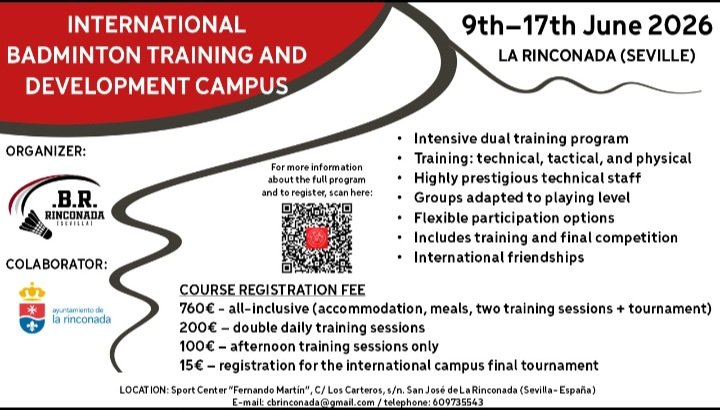 Rinconadabadmin's tweet photo. CAMPUS INTERNACIONAL DE TECNIFICACIÓN. LA RINCONADA 2026.

Ya puedes disfrutar de doble sesión de entrenamientos con el Staff Técnico de prestigio. 

No te lo pierdas!!

@Fed_And_Bad 
@DeporteAND 
@Raquetasoliver 
@LaRinconada_Web  
@longo_torres 
@carlos_longo_ 
@martamolina98 https://t.co/CSNwkcPNTe