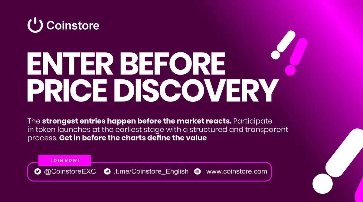 daddyudo98's tweet photo. Through @CoinstoreExc Launchpad.
Gain access to promising token launches before wider market exposure, position ahead of the crowd, and explore opportunities while projects are still in their growth phase.

#Coinstore #Launchpad #IEO https://t.co/fHbynHdDHQ