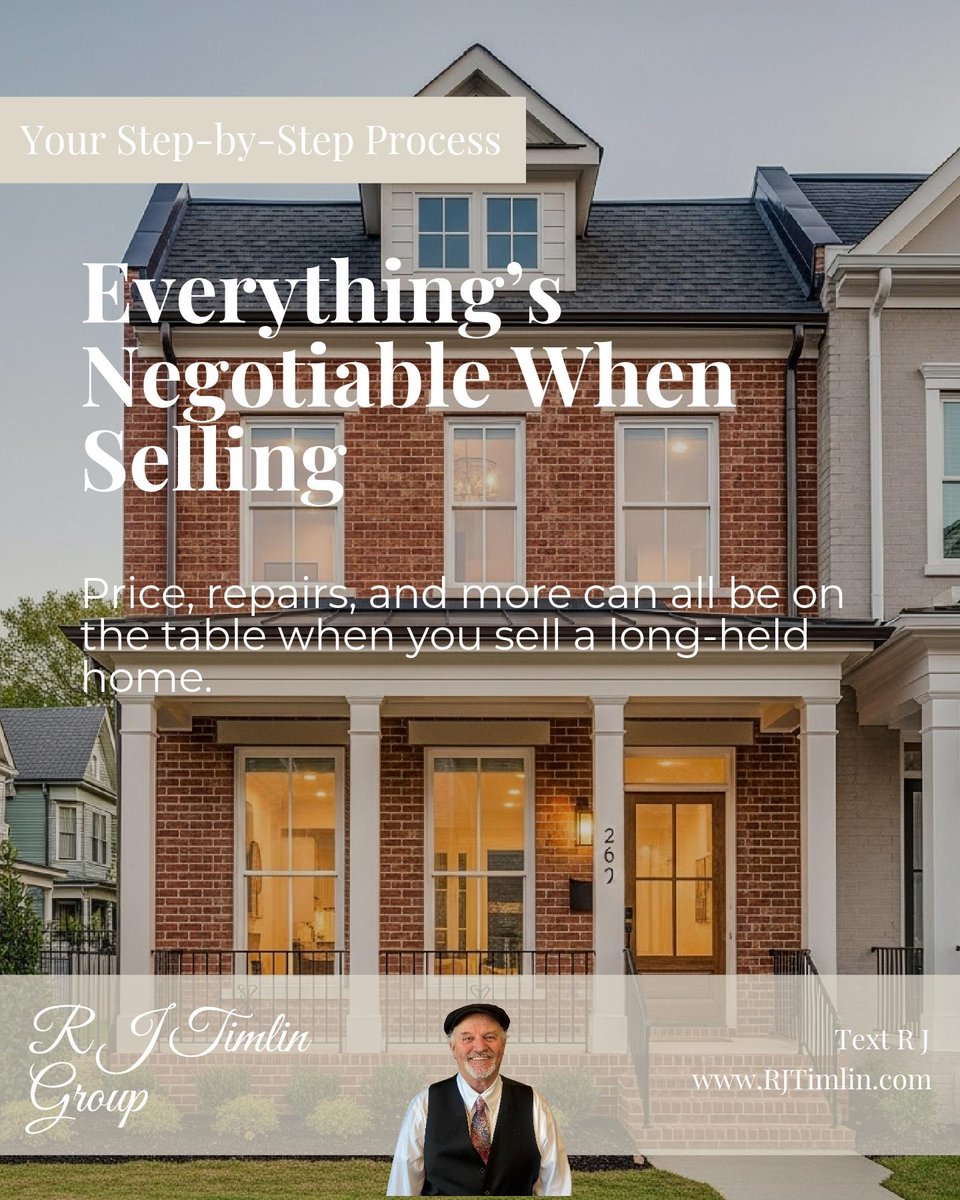 RJTSellsHomes's tweet photo. Everything’s negotiable when selling a long-held home, price, repairs, what stays or goes, even closing costs and move-out dates. What’s the first thing you’d want to negotiate? https://t.co/2mERCIkcgO