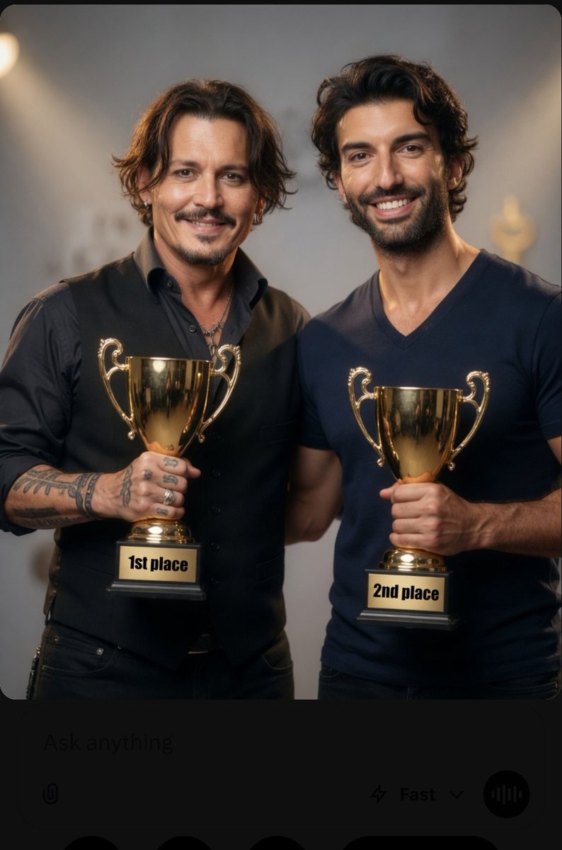 Johnny Depp and Justin Baldoni:

The first and now second man in history to win an argument with a narcisstic woman.....and survive the aftermath. 
😂

Absolute legends!