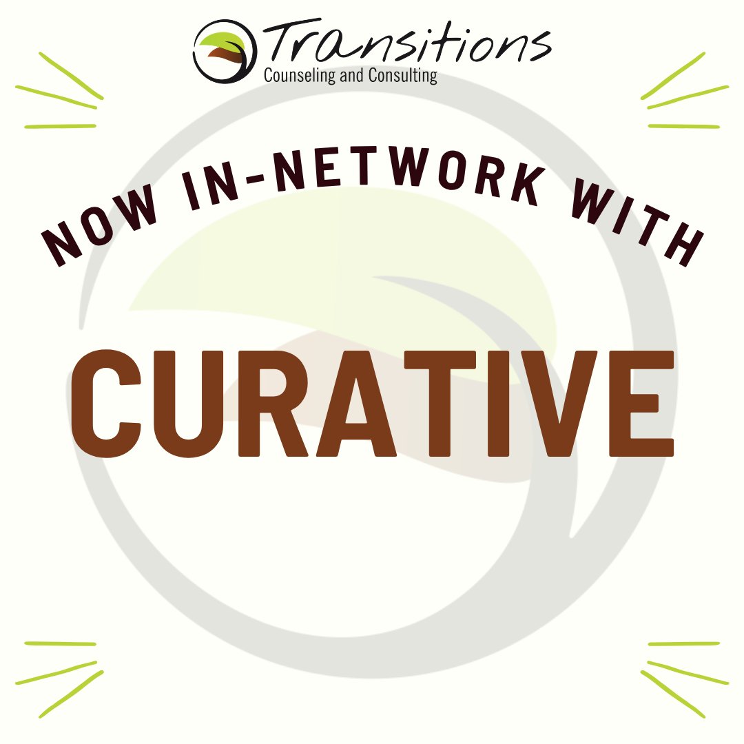 TransitionsAZ's tweet photo. We are now in-network with Curative!

Curative is one of the fastest-growing employer health plans in Texas and the Southeast, designed around affordability, engagement, and simplicity. 

At Transitions Counseling and Consulting, we share that commitment: Accepting insurance for mental health services, building the kind of therapeutic relationships that keep people engaged in their care, and offering therapy, psychiatry, IOP, and PHP all under one roof.

Joining the Curative network is one more way we are expanding access to the people who need it most.

If you or a family member is looking for mental health care, getting started is simple. Contact us to schedule your appointment.