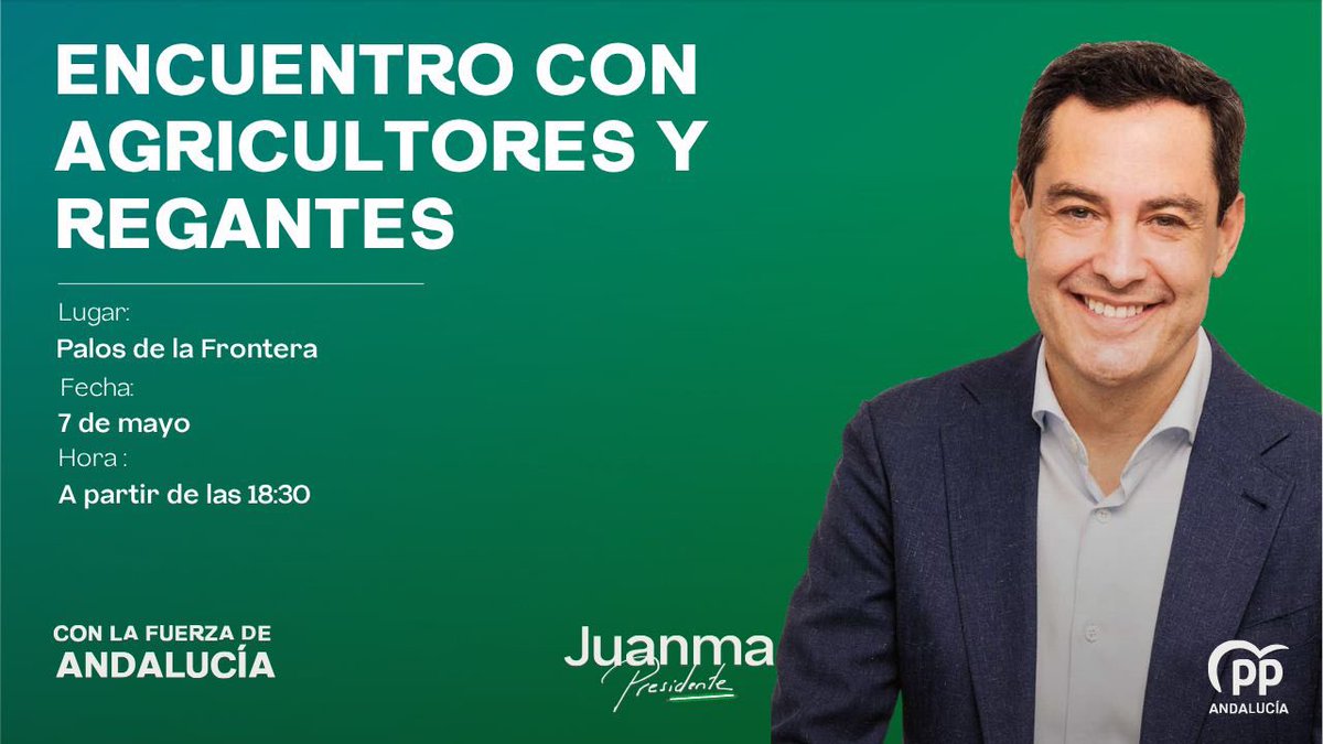 📡 DIRECTO | Intervención de <a href="/JuanMa_Moreno/">Juanma Moreno</a> en un encuentro con agricultores y regantes desde Palos de la Frontera. 

🔗 Síguelo en directo a través de nuestro canal de YouTube: youtube.com/live/4G5JxyHiQ… 

#ConLaFuerzaDeAndalucía 
#JuanmaPresidente