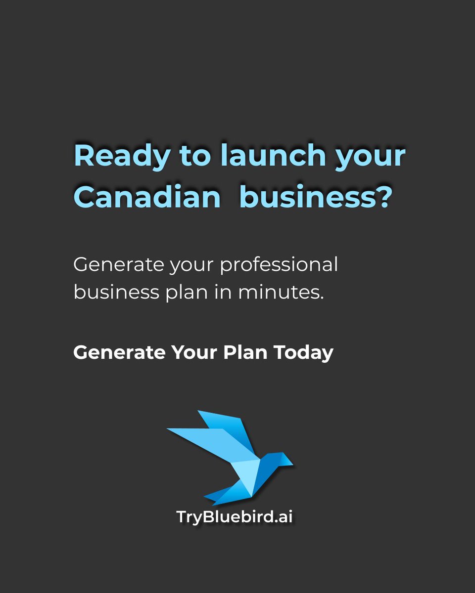 BluebirdBC's tweet photo. Thinking of launching your business? 🚀
.
It's not the idea or drive holding you back—it's the plan! Bluebird Ai crafts a complete Canadian business plan in minutes. No more excuses.
.
https://t.co/9VLvx6rJ9m and Launch now!
.
#BusinessPlanning 🇨🇦 https://t.co/ow9Fjc4AUc
