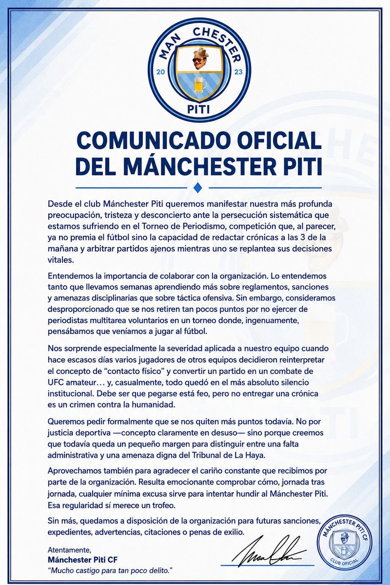 Nuestro comunicado ante los rumores de una posible “gordísima sanción” que recibiremos.