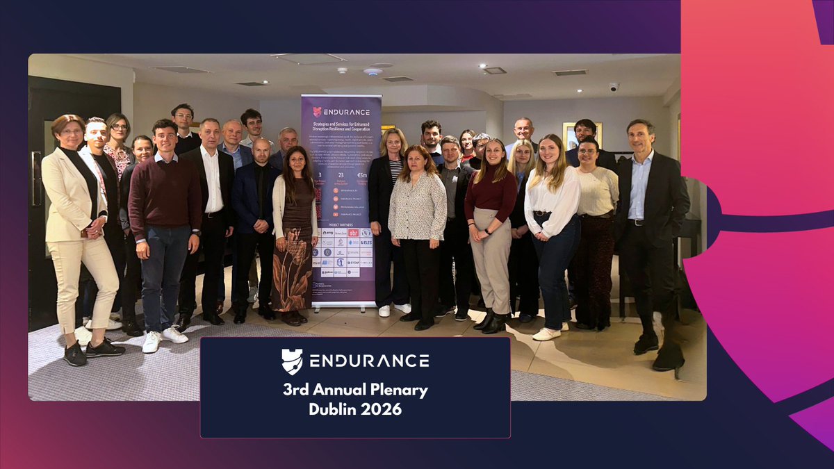 ENDURANCE_EU's tweet photo. That’s a wrap on the #ENDURANCE Plenary in Dublin 🇮🇪

Two days of workshops, technical sessions and collaboration helped drive progress on resilient infrastructure systems across Europe. 

Thanks to all partners for their insights, expertise and engagement 🌐 https://t.co/VnCbn6onwh