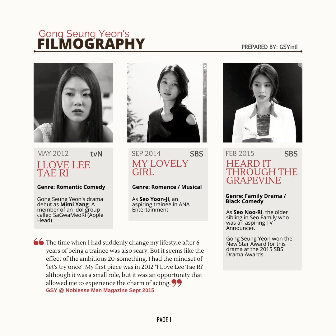 GSYintl's tweet photo. [@GSYintl INFO] Gong Seung Yeon 

A filmography (1)

#공승연 #gongseungyeon https://t.co/5ZfHxhqldk