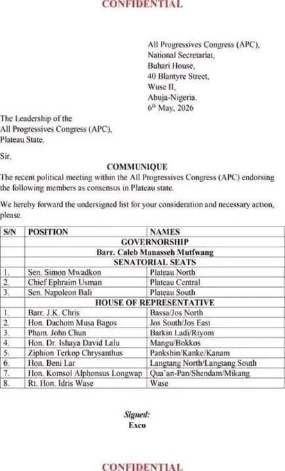 TheoAbuAgada's tweet photo. BREAKING: APC crisis deepens as the Plateau APC NWC disqualifies Hon. Yusuf Gagdi from securing a direct ticket for the House of Representatives race. According to sources, the NWC has forwarded the name of Ziphion Terkop Chrysanthus for consideration. https://t.co/0IhLj3Nvz1