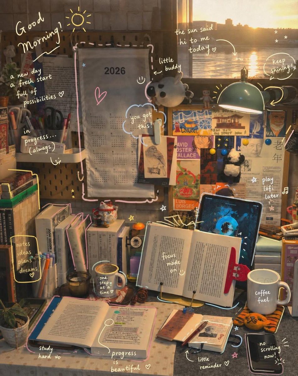 GPT image 2 on Chatgpt 

Prompt:
Sunrise Desk Flatlay
Top-down cozy desk flatlay near a sunrise window, wooden table filled with coffee, camera, headphones, notebooks, fruit bowl, cassette player, glasses and phone playing music, warm sunrise reflections, nostalgic morning