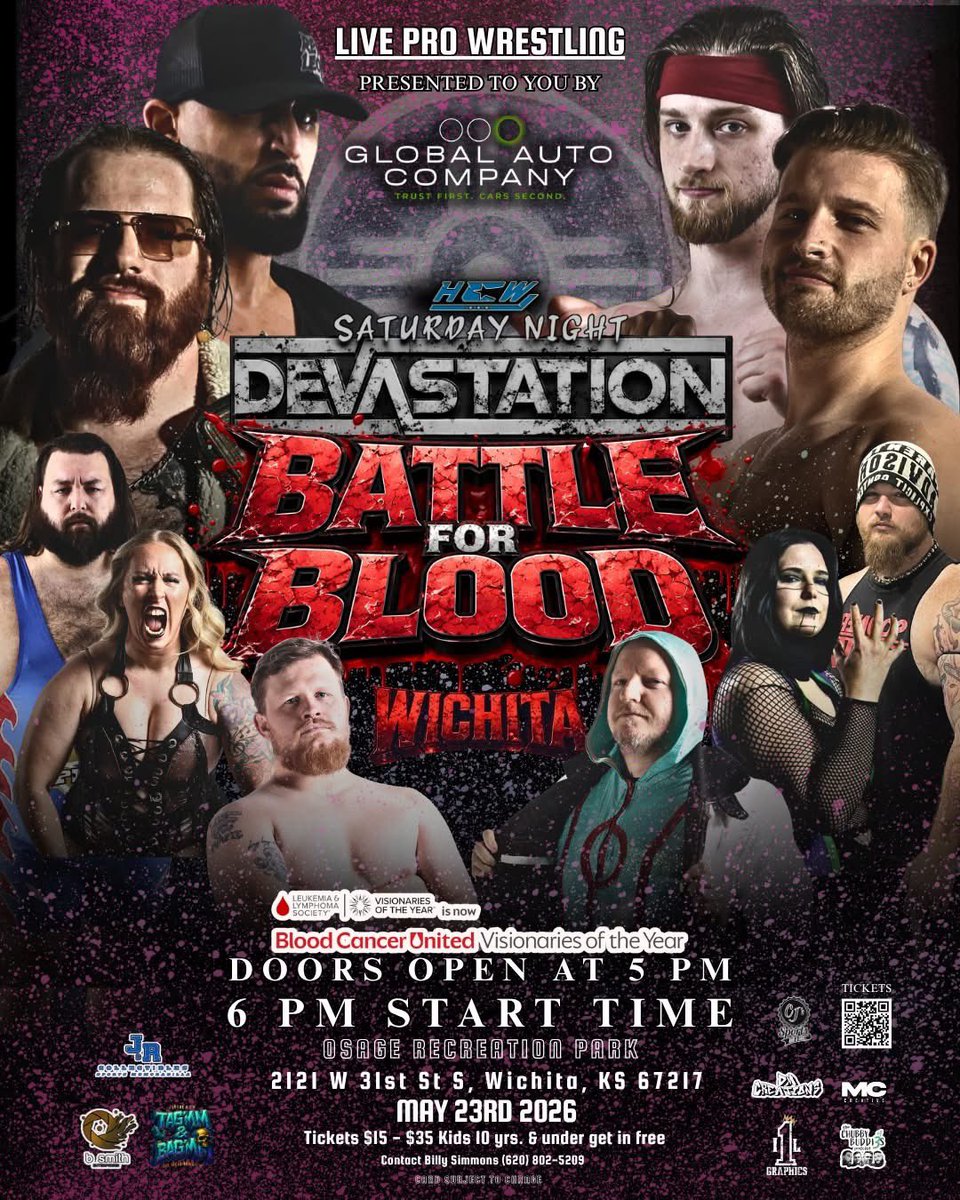 HCWLive23's tweet photo. Ladies and Gentlemen, we are LIVE! On May 23rd, HCW returns to the Osage Recreation Center for a Special Episode of SND: BATTLE FOR BLOOD. Presented to you by Global Auto Company. Tickets will be available very soon! https://t.co/eadxljXS9X