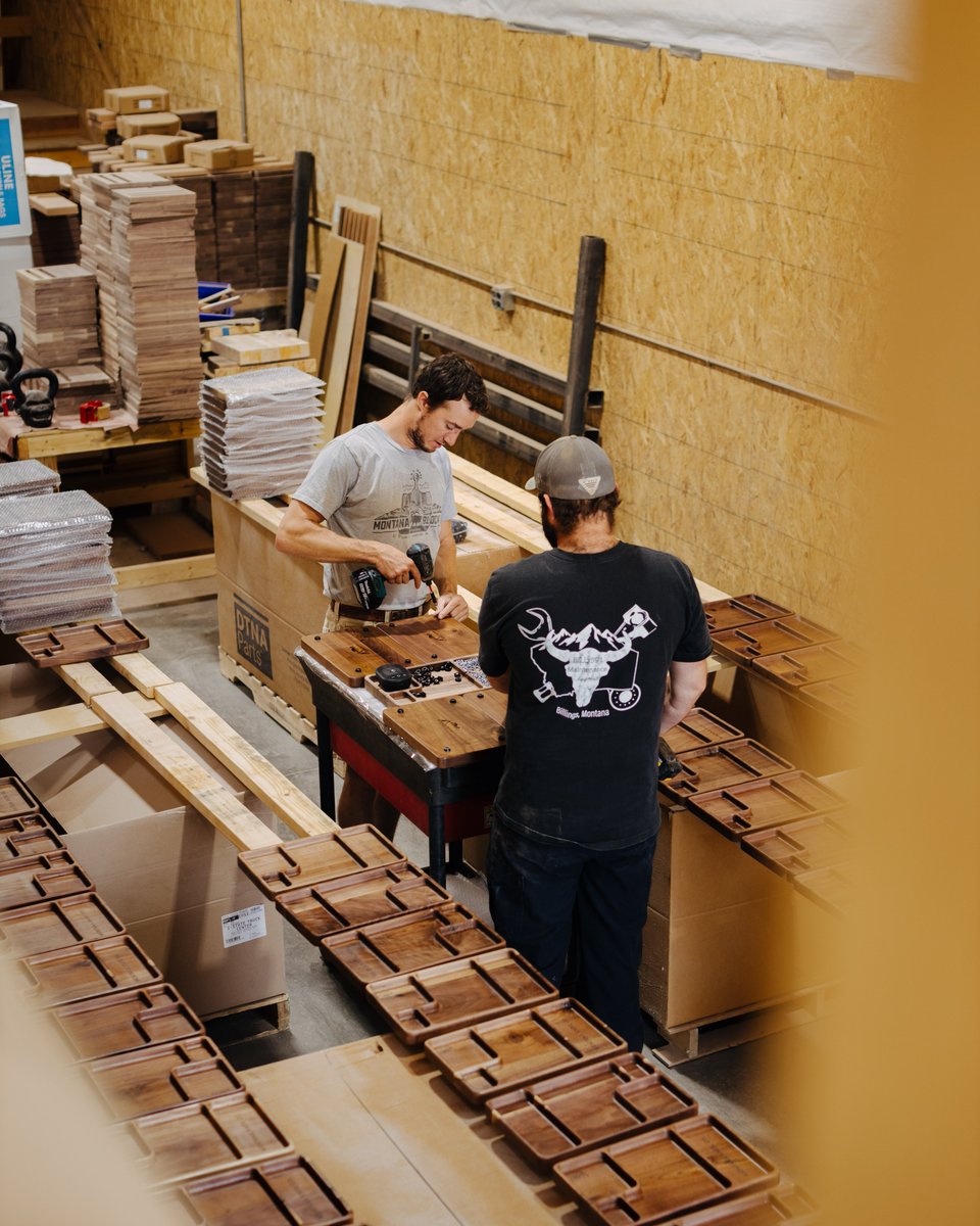 MontanaBlockCo's tweet photo. We try to keep things moving fluidly when we're working on big quantities of orders. Milling, sanding, operating the CNC, gluing up, running the laser, and finishing/packing orders. We don't like to have too many things pile up at one station, so we'll make sure that someone is always checking in and doing one or two things at a time. This helps to make sure the shop is running smoothly!

Quality. Functional. Art.
100% USA Made.

#woodshop
#SmallBusiness
#madeintheusa