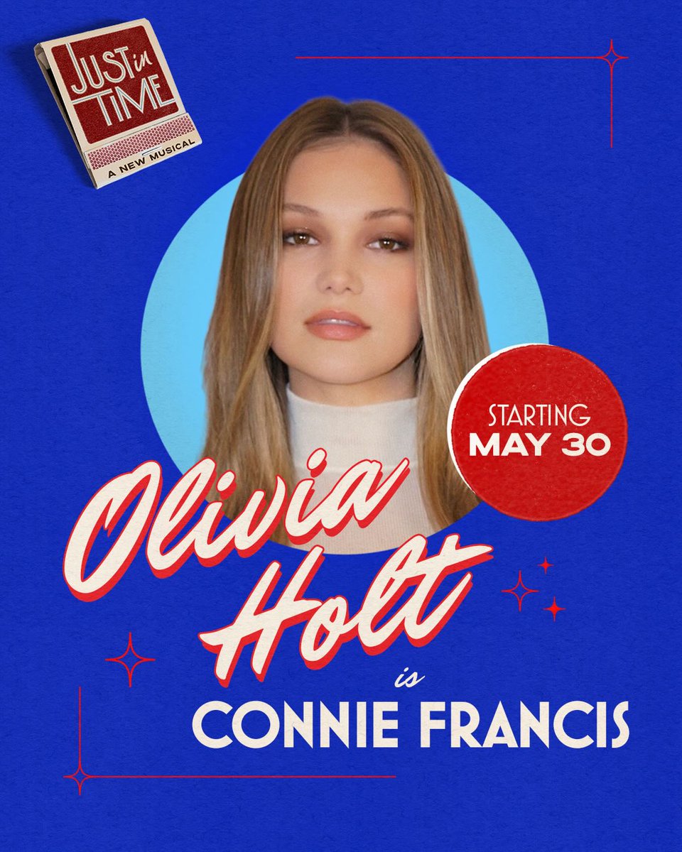 BROADWAY STAR! ⭐️ Olivia Holt será Connie Francis no musical Just in Time.

A atriz substituirá Isa Briones a partir de 30 de maio.