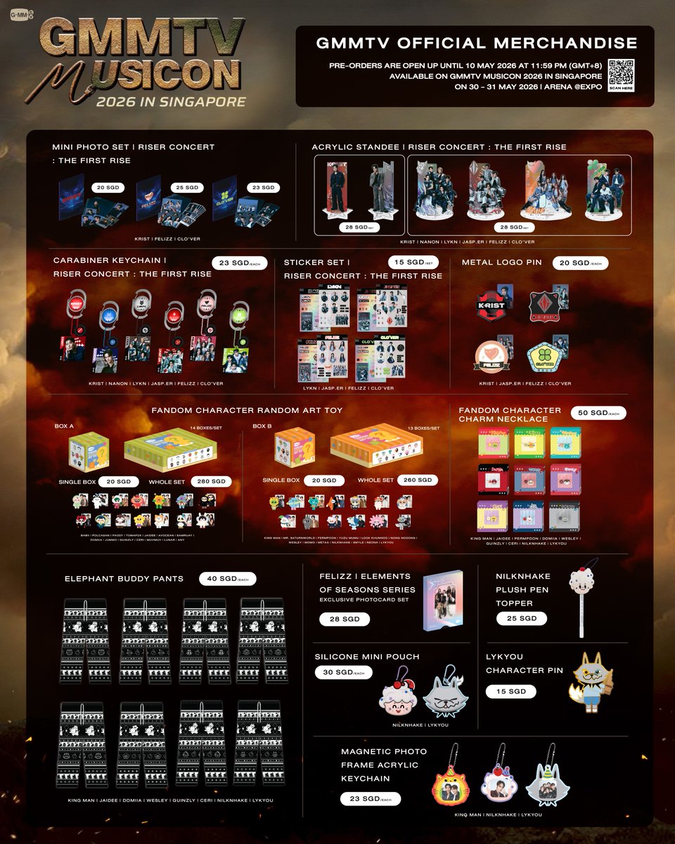 The time has come to shop GMMTV OFFICIAL MERCHANDISE at GMMTV MUSICON 2026 IN SINGAPORE.

popupstore.gmm-tv.com

Advance purchase are available until 10 May 2026, 11:59 PM (GMT+8).

#GMMTVMUSICONSINGAPORE 
#GMMTV