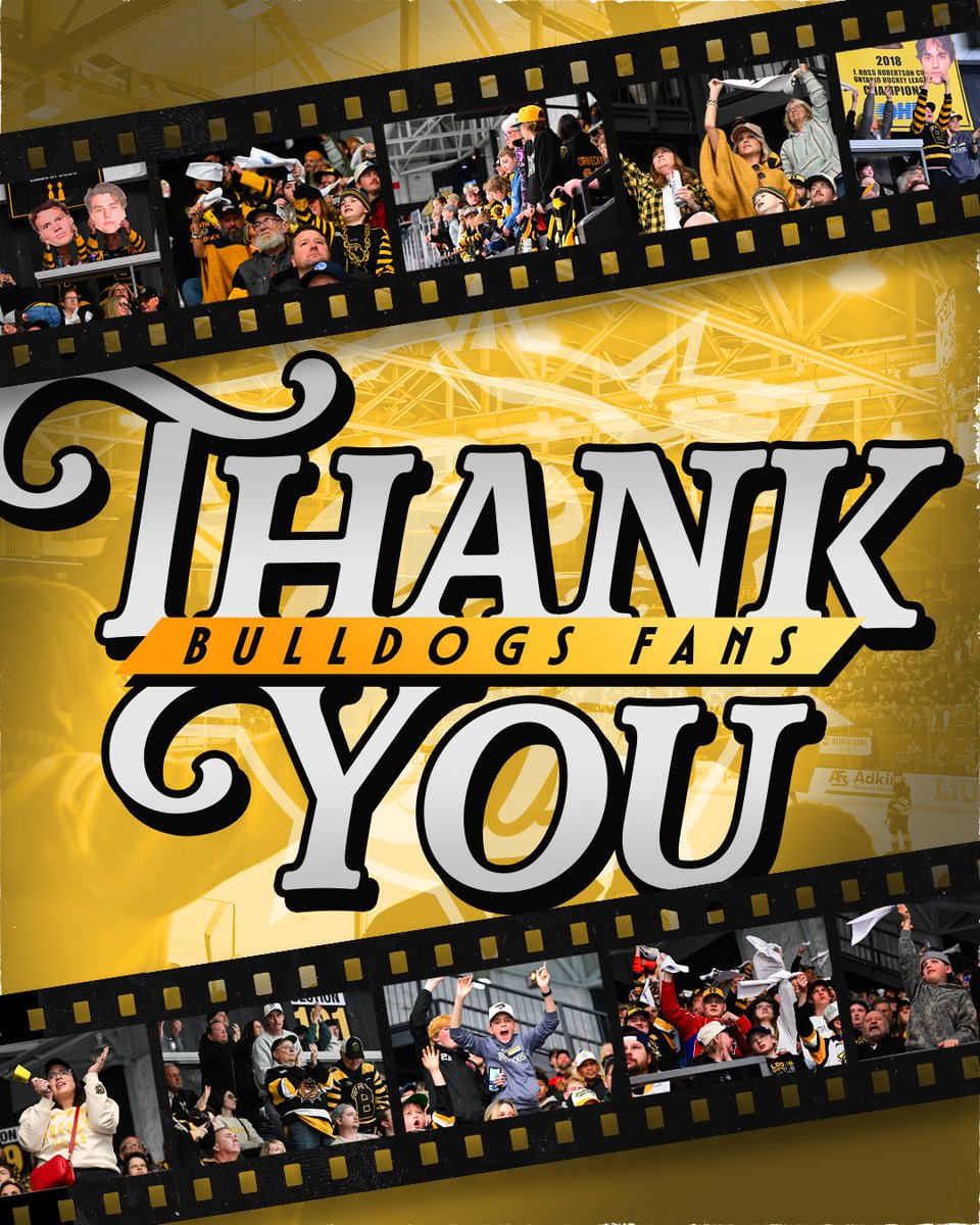 BulldogsOHL's tweet photo. Thank you to the best fans in the OHL for being us every step of the way.

The season didn’t end the way we wanted but we continued to make history in Brantford and we couldn’t do it without you! https://t.co/IpdZAuRZmt