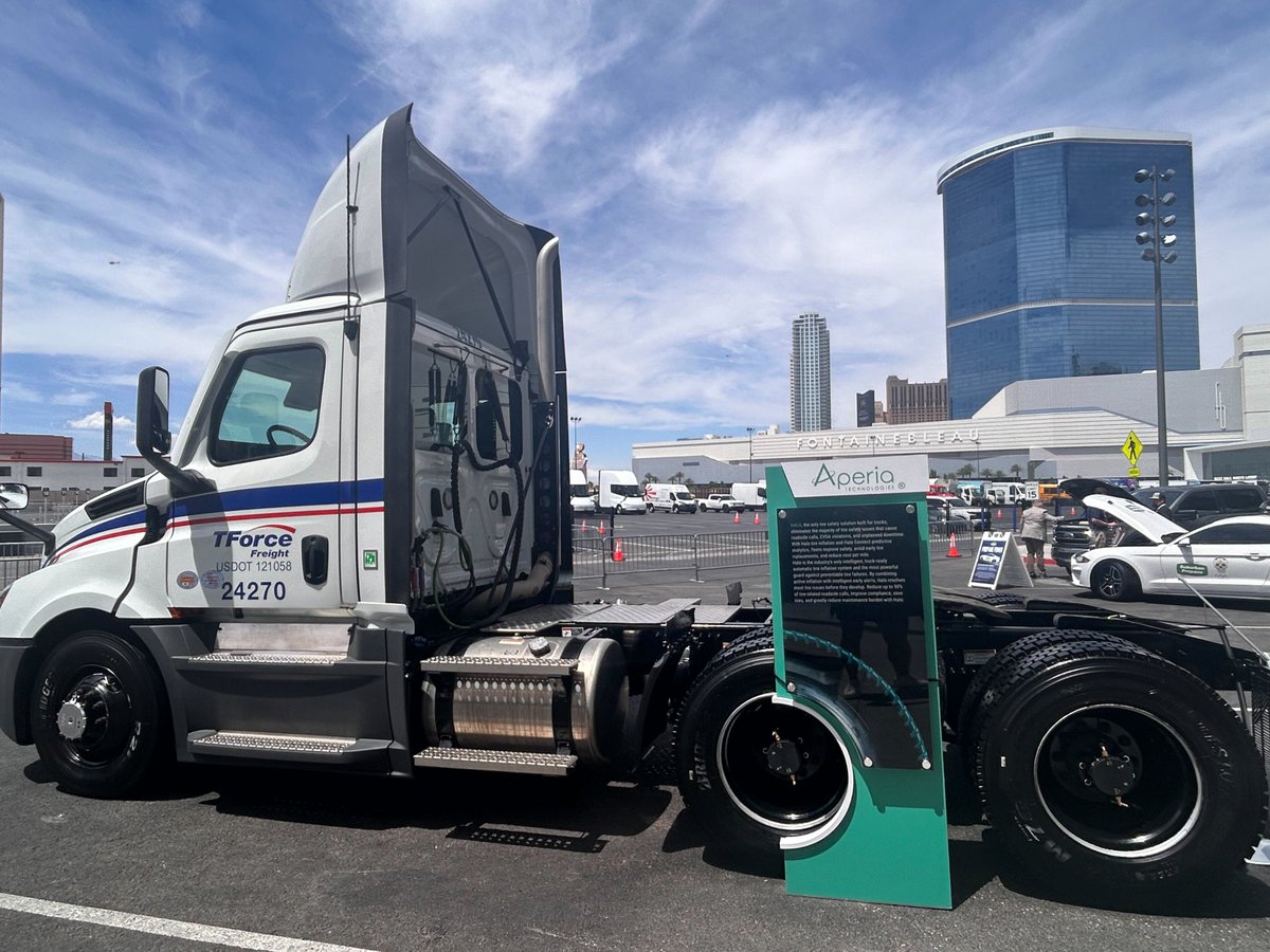 AperiaTech's tweet photo. Great week at the Advanced Clean Transportation Expo in Vegas! Thanks to @PenskeNews and TForce freight for showcasing trucks equipped with Halo! Proud to support fleets driving efficiency, safety, and sustainability forward. #ACTExpo #Trucking #FleetTech https://t.co/Yy5CPbBUMW