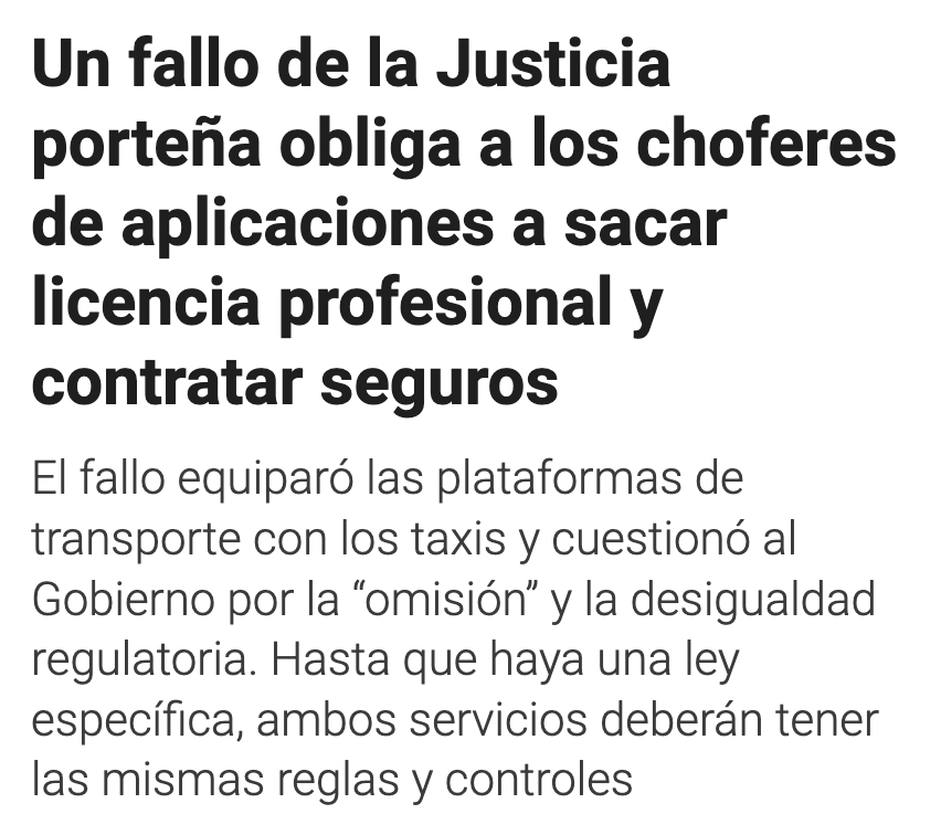 Una vez más, los jueces se cagan en la gente y en la posibilidad de trabajar. Esto es una completa estupidez, en el mundo se debate los taxis autónomos y acá vienen con una discusión que hace años no tiene sentido.