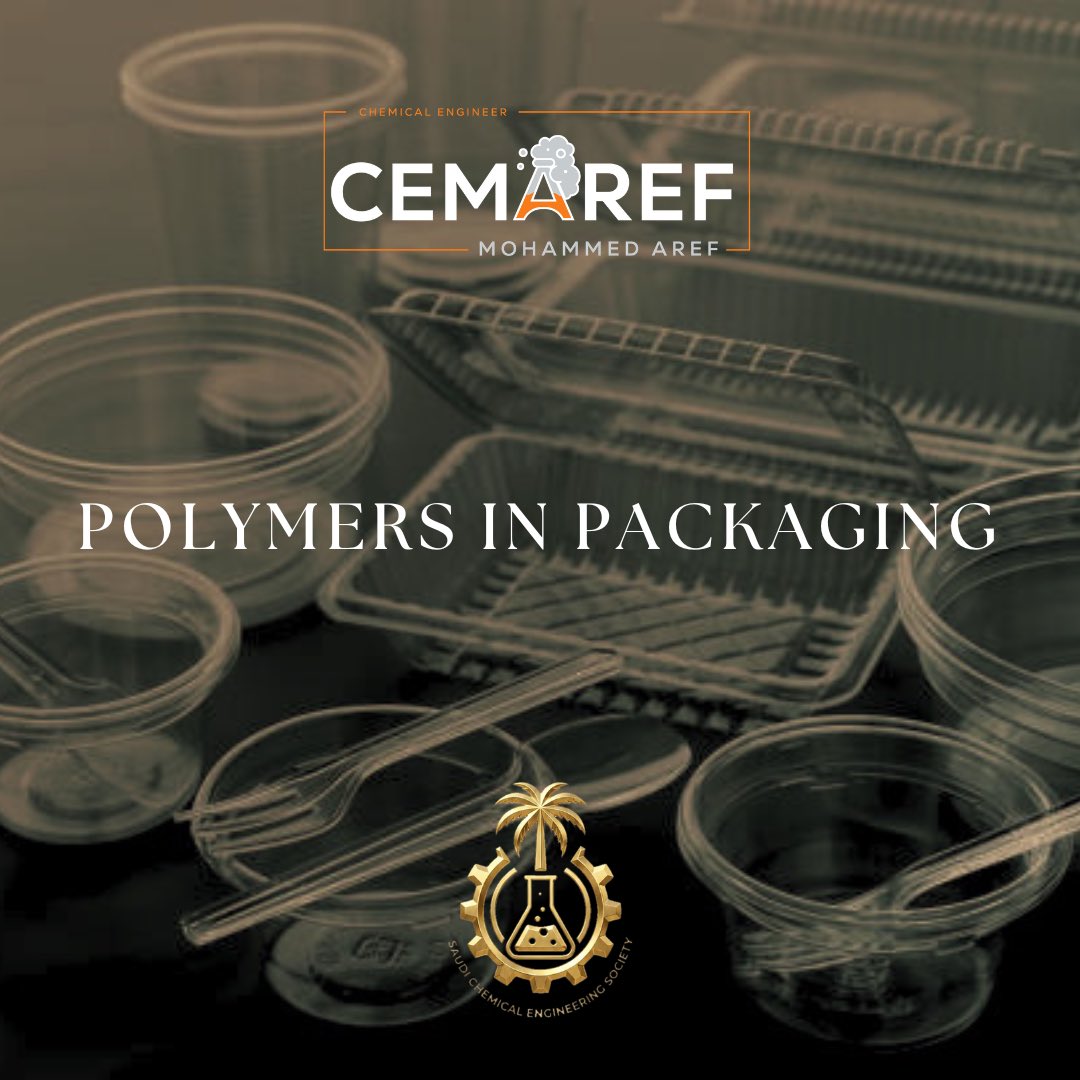 CEHubSA's tweet photo. How Polymers Revolutionized Modern Packaging :

Polymers play a major role in modern packaging industries due to their lightweight nature, flexibility, durability, and excellent barrier properties. They are widely used in food packaging, medical applications, consumer products, and industrial packaging.

Common Polymers Used in Packaging

• Polyethylene (PE)
    Commonly used in plastic bags, films, and flexible packaging because of its moisture resistance and flexibility.
• Polypropylene (PP)
    Known for its good thermal resistance and mechanical strength, making it suitable for food containers and caps.
• Polyethylene Terephthalate (PET)
    A transparent and strong polymer widely used in water and beverage bottles.
• Polyvinyl Chloride (PVC)
    Used in certain medical and industrial packaging applications due to its chemical resistance and durability.

Why Are Polymers Important in Packaging?

• Lightweight and cost-effective
• Excellent moisture and gas barrier properties
• Easy to process and shape
• Extend product shelf life
• Reduce transportation costs

Environmental Challenges

Despite their advantages, packaging polymers create environmental concerns related to plastic waste accumulation and recycling challenges. This has encouraged the development of:

• Biodegradable polymers
• Recyclable packaging materials
• Sustainable packaging technologies

#cemaref
#cehupsa
#SaudiChemicalEngineeringCommunity
#مجتمع_الهندسة_الكيميائية_السعودي
#هندسة_كيميائية
#chemical_engineering