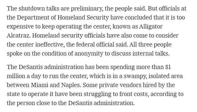 The Everglades detention camp officially known as Alligator Alcatraz reportedly costs Florida taxpayers over $1 million per DAY to operate.