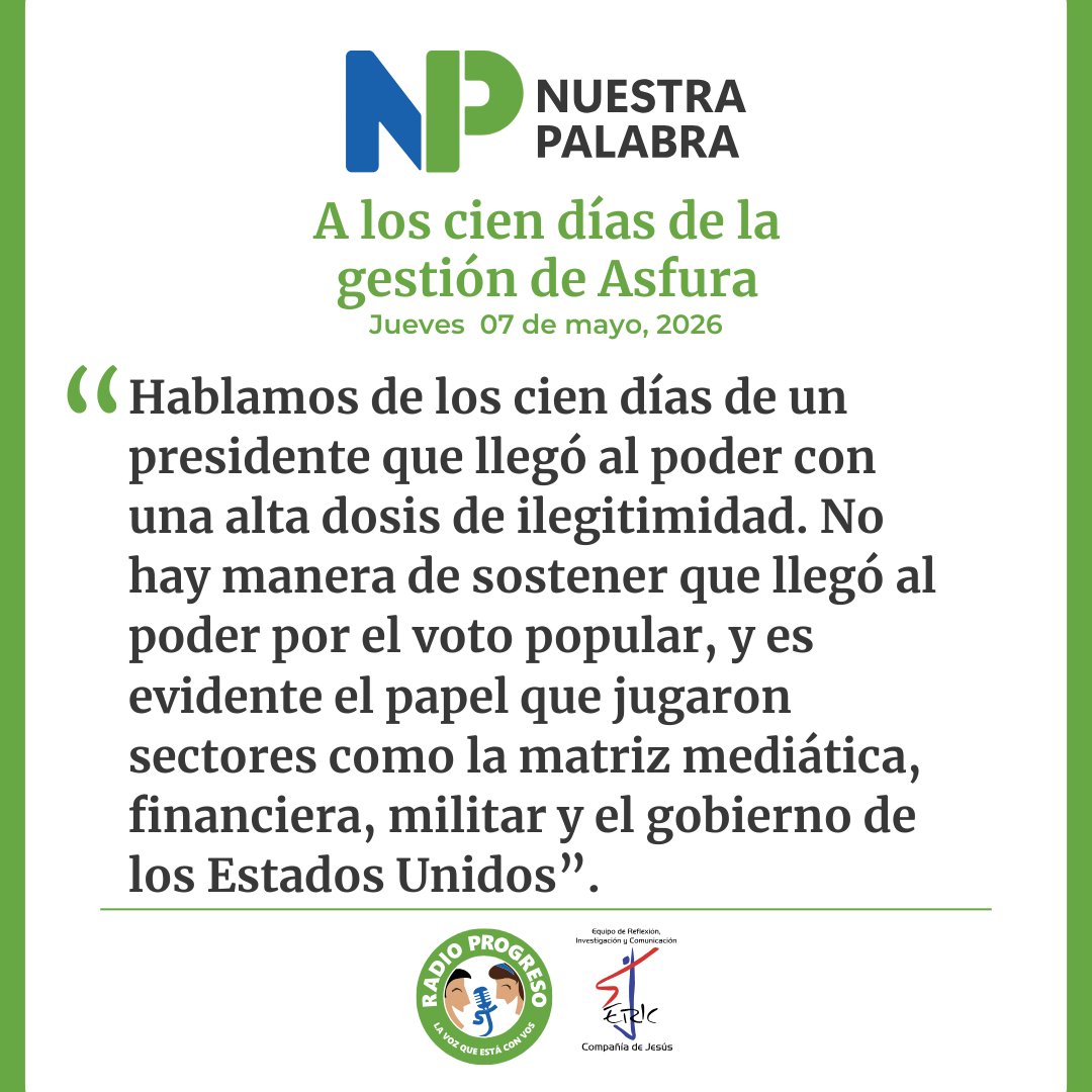 RadioProgresoHN's tweet photo. 📌 #NuestraPalabra: A los cien días de la gestión de Asfura.
👉 Te invitamos a escuchar, leer y compartir: https://t.co/vYqcQfgkPZ https://t.co/O3eEZitqJm