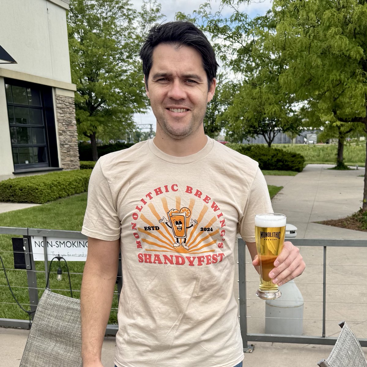 MonolithicB's tweet photo. Monolithic Shandyfest is this Fri. May 15th from noon – 10pm! We’ll have 8 different Shandies on tap plus a huge extended outdoor beer garden.

We had custom Shandyfest shirts made for the event, and they go on sale tomorrow! Available in 100% Cotton and Poly blend. https://t.co/bvG839rZlv