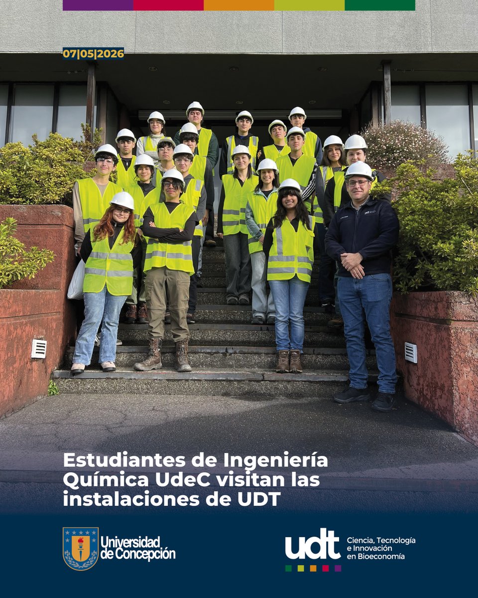 UDTcl's tweet photo. 🎓 Recibimos a estudiantes de Introducción a la Ingeniería Química UdeC en una visita industrial guiada por el Dr. Víctor Ferrer. Foco: procesos y equipos a mayor escala y el rol del ingeniero/a químico/a en la industria.

#Bioeconomía #EscalamientoDeProcesos #UdeC https://t.co/KWoL1GwYO6