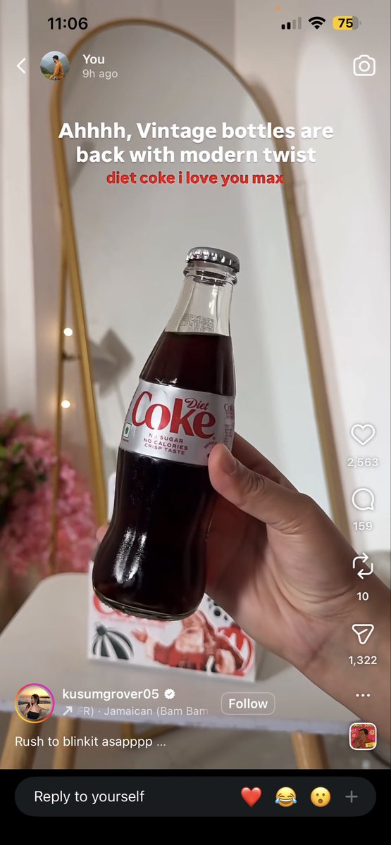 stupidhruv's tweet photo. @letsblinkit please mujhe bhi bhej do meri gaand jal gayi hai ye reels dekh dekh kar meri location 400078 par kyu ye available nahi hai @blinkitcares https://t.co/soBMWkGqLK