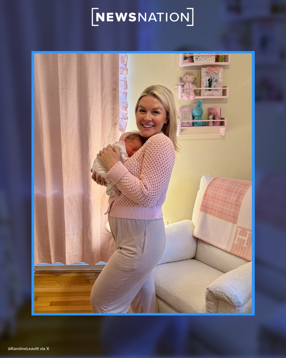 NewsNation's tweet photo. White House press secretary Karoline Leavitt on Thursday shared a photo of her newborn baby girl, named Vivi, born May 1. Leavitt says her daughter is “perfect and healthy.”

More: https://t.co/WLNlajzjy2 https://t.co/yUvrZwIzMQ