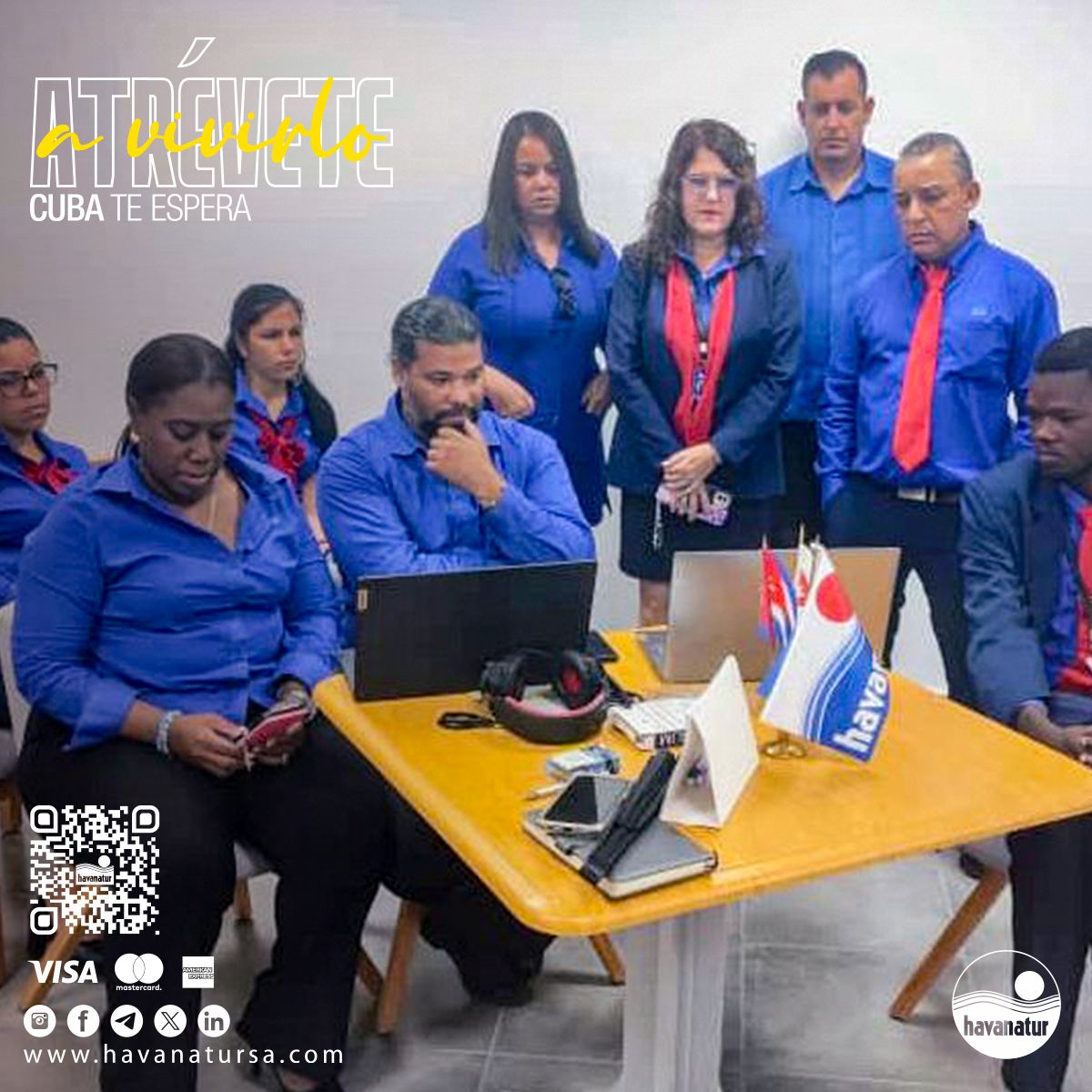 HavanaturCuba's tweet photo. #AtréveteAVivirlo 💻 ¡Listo el equipo azul y en funciones para la 44 Feria Internacional de Turismo #FITCuba2026!  🇨🇺
🔗 https://t.co/y0EByFh1Oa
#CubaTeEspera con @HavanaturCuba en #ModoVirtual 📶 https://t.co/vCNVwg42C8