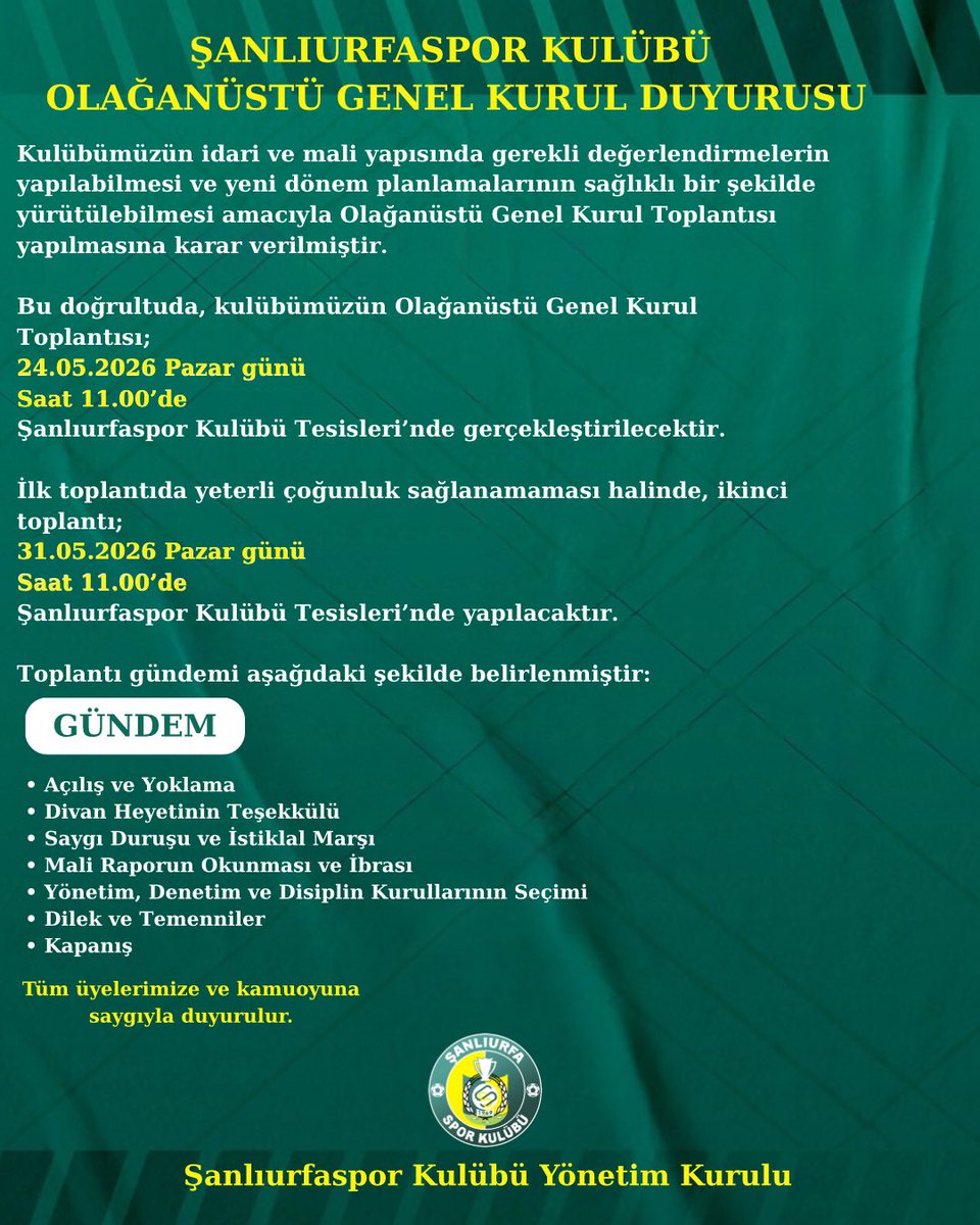 ŞANLI GENÇLİK TARAFTARLAR DERNEĞİ tweet media