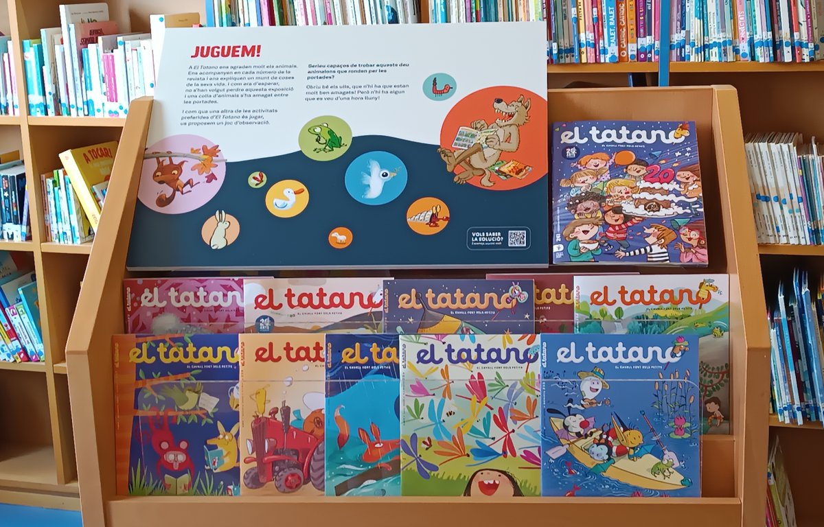 BibliotecaFlix's tweet photo. El Tatano fa 20 anys!
A la @BibliotecaFlix ho celebrem amb una exposició molt especial: “Tatano: 20 anys, 20 portades”.
De l '11 al 26 de maig, famílies i petits lectors podreu descobrir-la! Una exposició plena de color, memòria i imaginació.
@AjuntamentFlix
@cavallfort https://t.co/MMvB3TJO0D