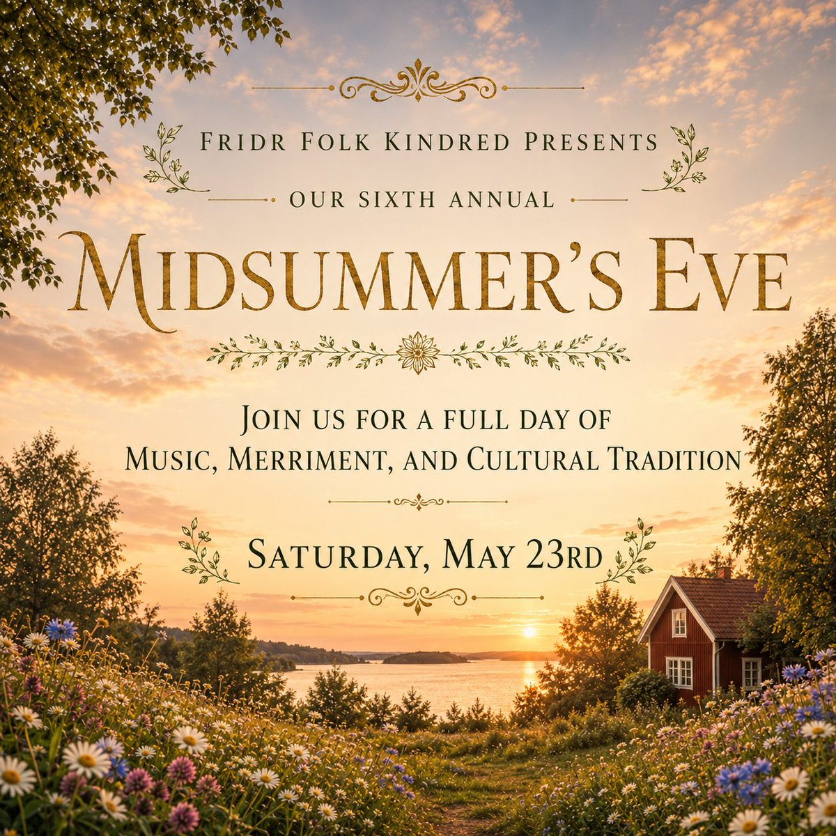 FridrFolk's tweet photo. As the wheel of the year turns toward summer, we invite you to join us for our Sixth Annual Midsummer’s Eve — a day of fellowship, music, merriment, tradition, and celebration beneath the summer sun.

Come share in good company, old traditions, lively atmosphere, and the spirit of the season with friends and Folk.

🌿 Saturday, May 23rd
🌞 Music • Merriment • Fellowship • Cultural Tradition

For additional details, message the page directly.
