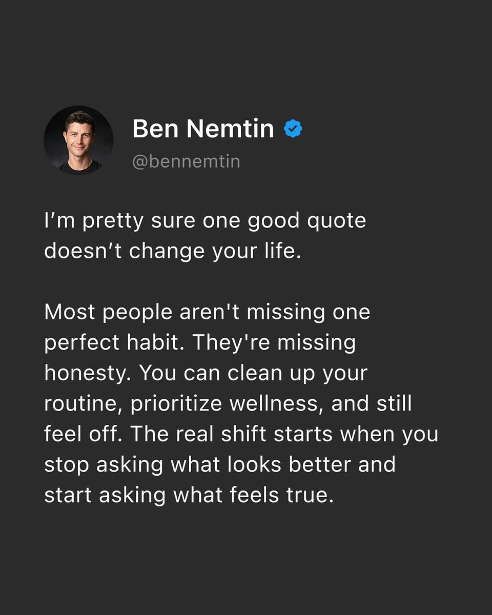 BenNemtin's tweet photo. The life you want is usually hiding behind the truth you keep avoiding. https://t.co/hRn3q3Z77b