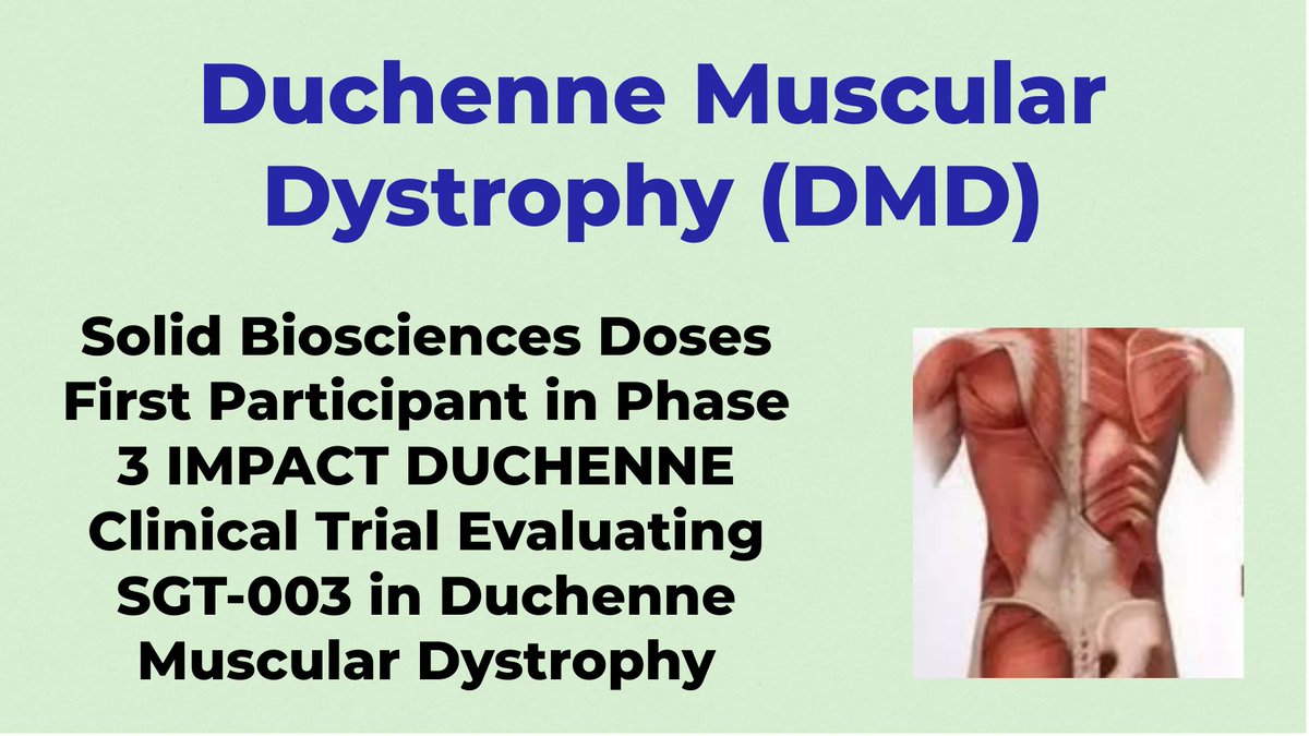 CheckOrphan's tweet photo. Solid Biosciences Doses First Participant in Phase 3 IMPACT DUCHENNE Clinical Trial Evaluating SGT-003 in Duchenne Muscular Dystrophy - For More Information Visit https://t.co/dCjg8Xr9QR @Solid_Bio #Duchenne #DMD #Muscular_Dystrophy #rare_Diseases #Orphan_Drugs https://t.co/oQPE7BagXP
