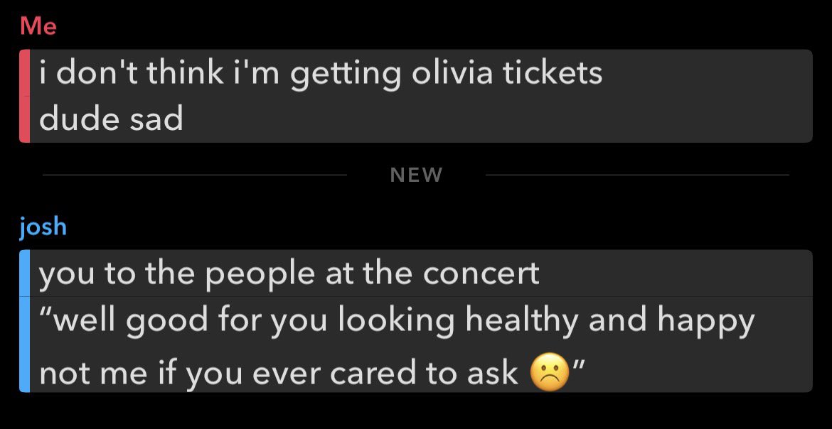 lizzyk2024's tweet photo. my boyfriends input on me not getting olivia tickets today https://t.co/aolZQ7UtD0