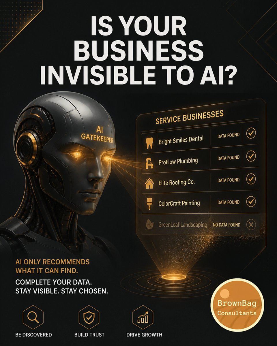 Ktbexpress1's tweet photo. Is your business invisible to the AI Gatekeeper? In 2026, AI search engines "ghost" businesses without verifiable rates and credentials. Don’t let your HVAC or plumbing shop stay hidden. We help you stay visible.

#HomeServices #AEO #BusinessGrowth #BrownbagConsultants https://t.co/jHE8iLkZEm