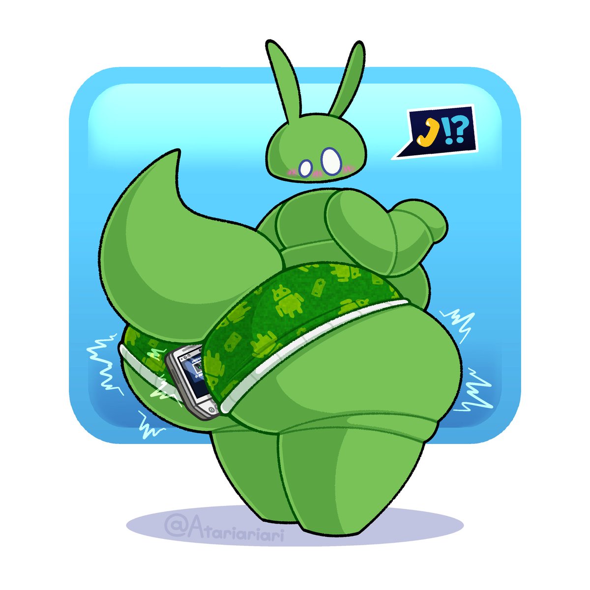 Bro lost his phone lol

More stuff of Bugdroid! 
The Green Buge :)